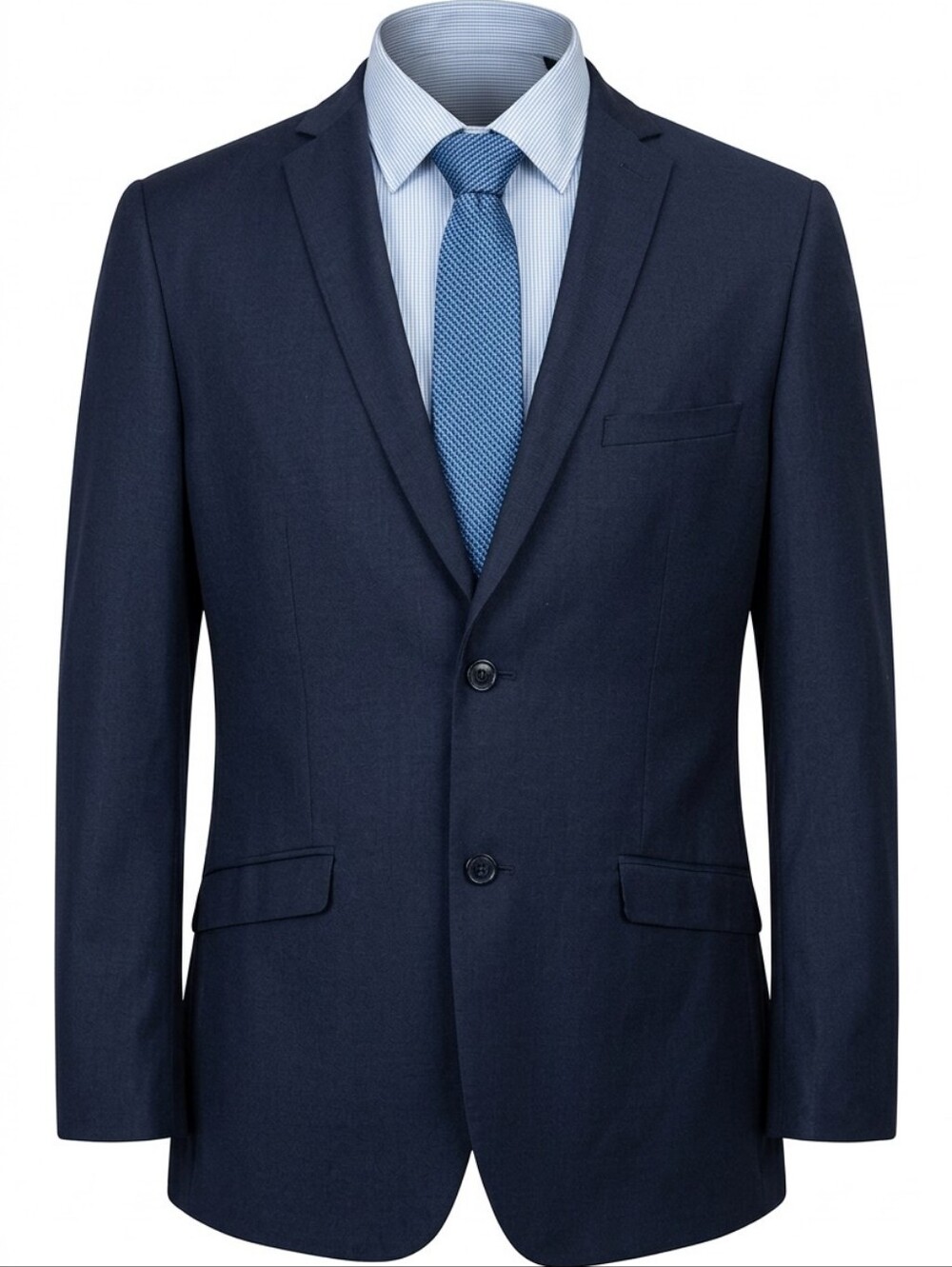 Tazio Italy Men's 44L Navy Blue 100% Wool Silk Lined Hand Tailored Blazer
